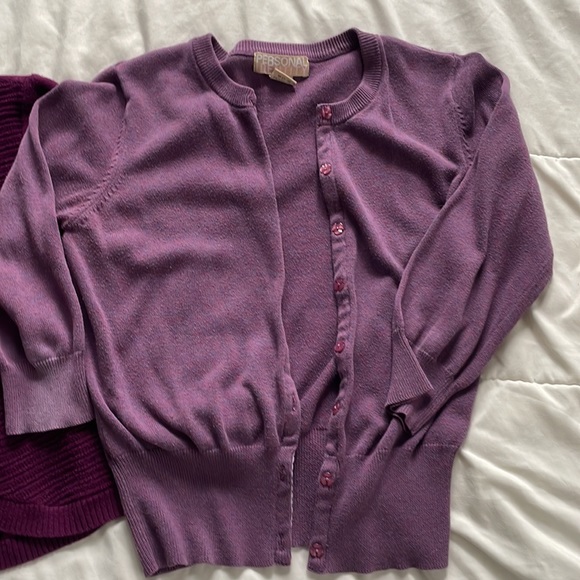 Pair of Purple Cardigans, 3/4 sleeve size M - Picture 4 of 5